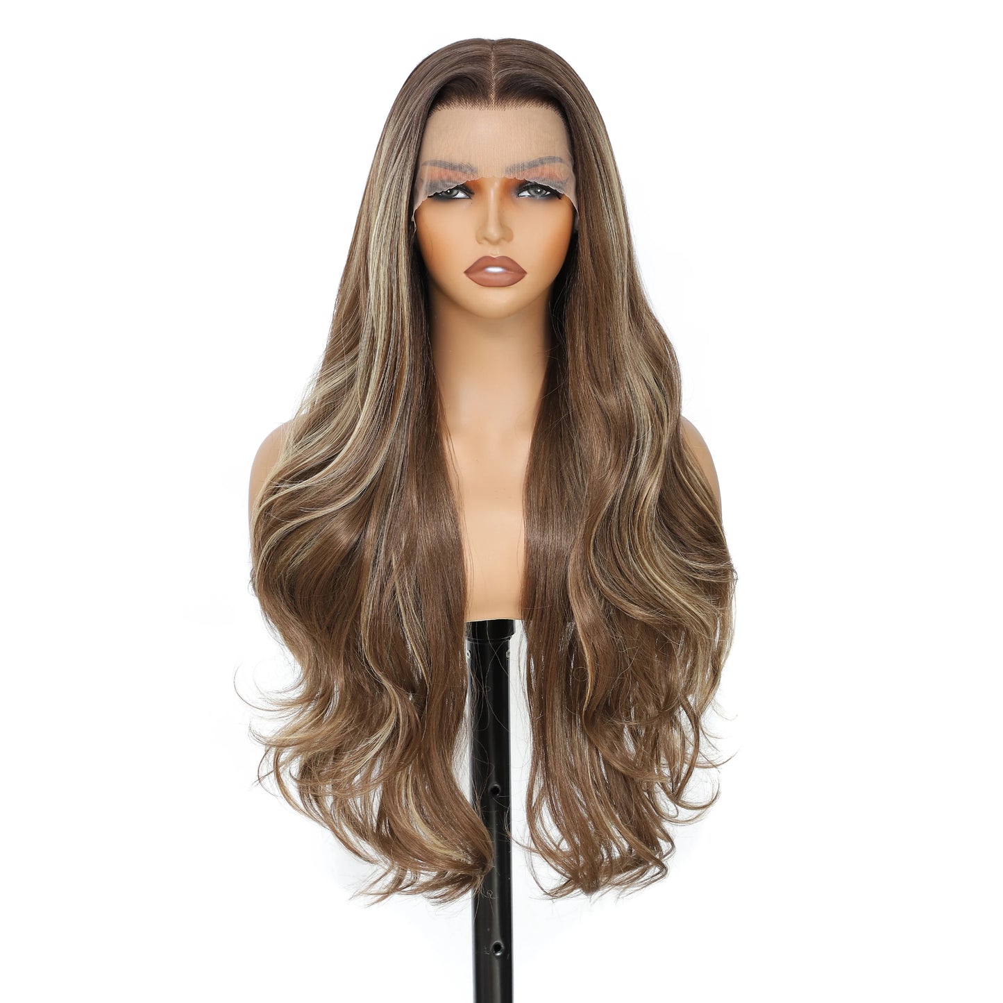 Magicae 13X4 Body Wave Lace Frontal Wigs 30inch Ombre Brown Blond 613# Bio Synthetic Heat Resistant Transparent Frontal Wigs