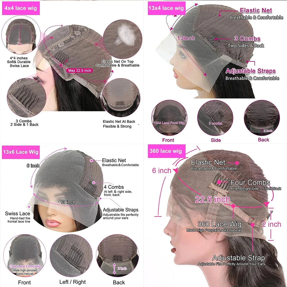 Invisi Strap HD 360 Lace Front Wig Human Hair Wigs Drawstring Body Wave 360 Full Lace Wig Human Hair Pre Plucked 250 Density Wig