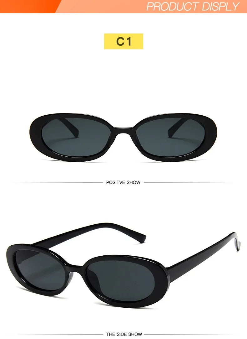 Vintage Oval Sunglasses Women Luxury Brand Designer Small Oval Sun Glasses Retro Black Red Glasses ladies Goggle