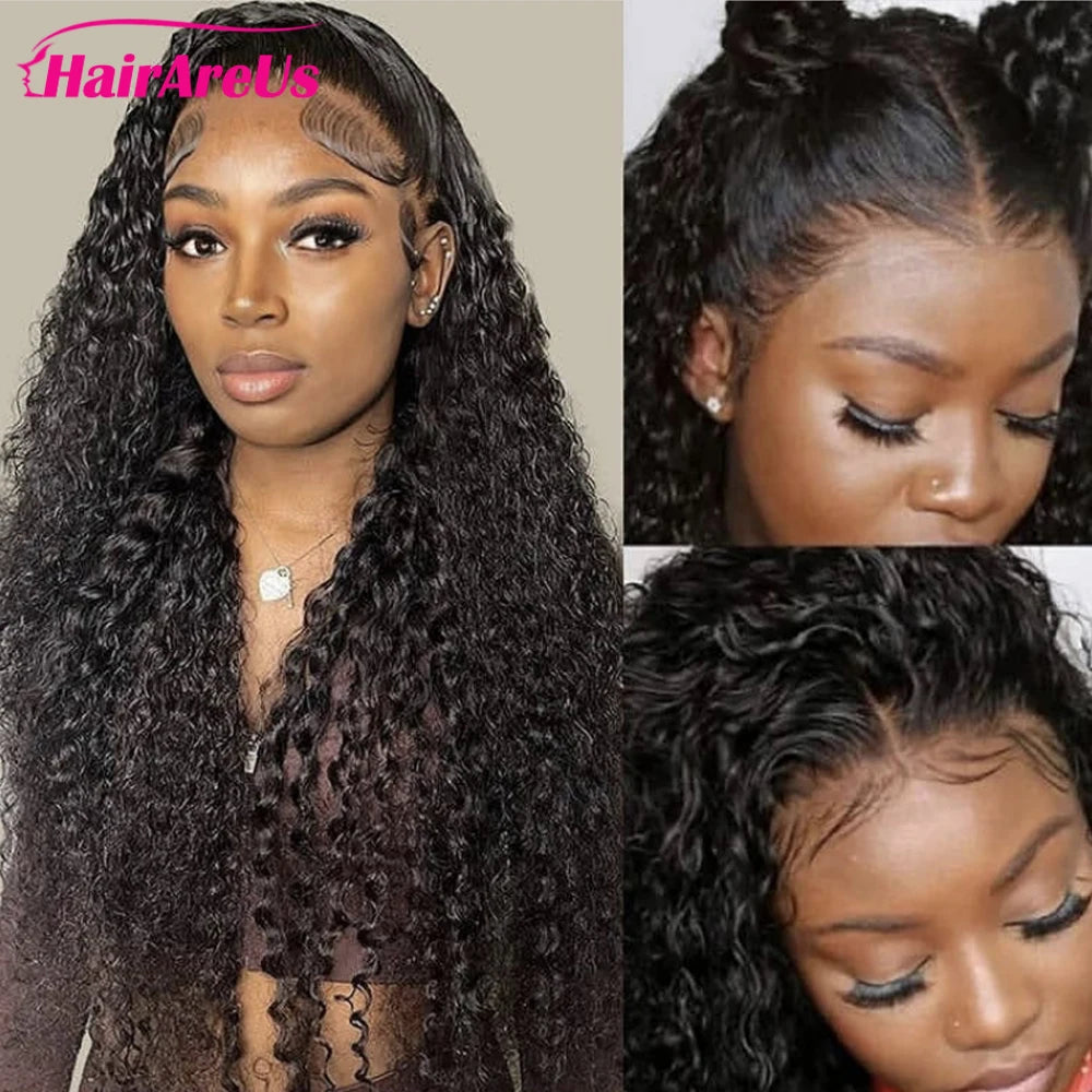 Kinky Curly Human Hair Wigs Deep Wave 13x6 HD Lace Frontal Wig Black Brazilian 13x4 HD Lace Front 100% Human Hair Wigs For Women