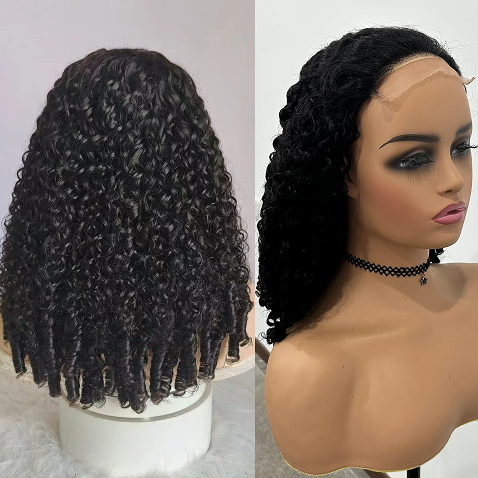 100% Human Hair Burmese Curly 5X5 HD Lace Closure Wigs 250 Density Ombre Deep Curly Water Wave Glueless Wigs With Spiral End