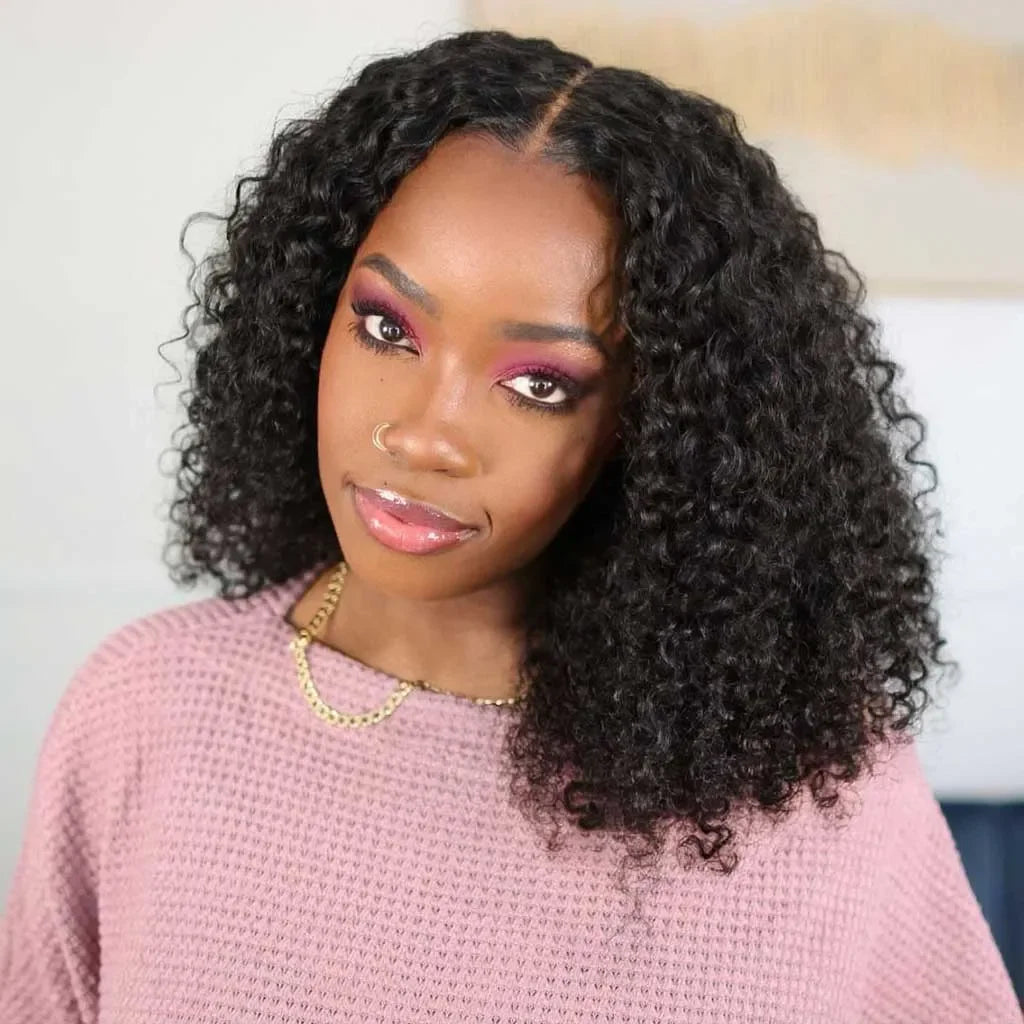 Glueless Curly Bob Wigs Human Hair Pre Cut Short Bob Wigs Pixie Cut Kinky Curly Lace Front Human Hair Wigs Lace Frontal Wig