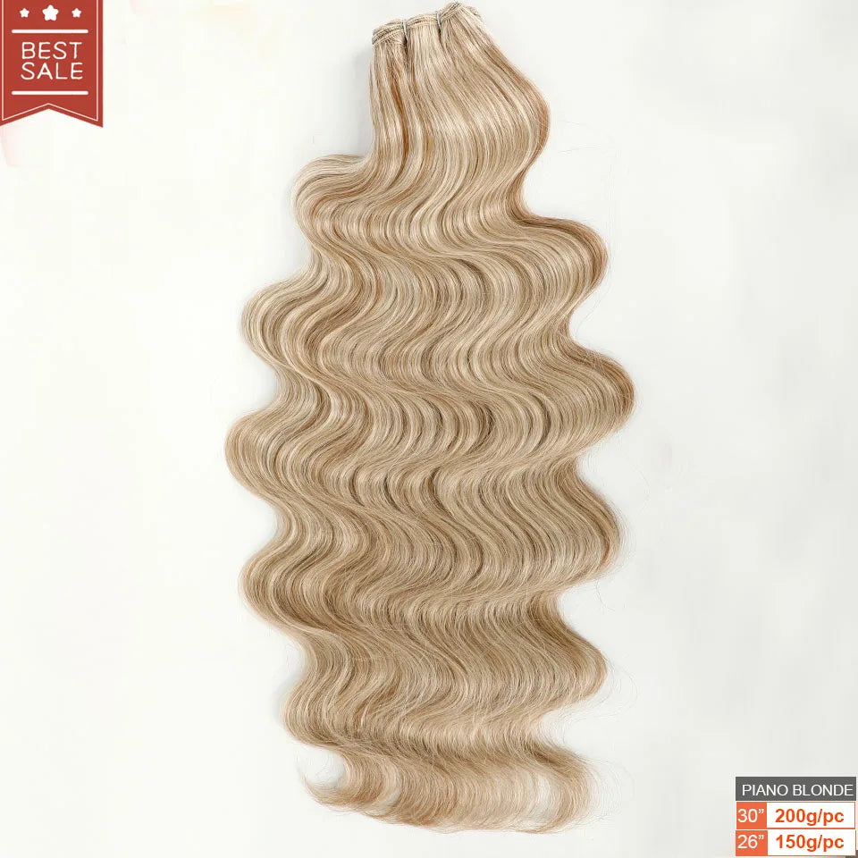Magicae Brown Body Wave 30Inches 200g Hair Bundles Blond 27/613 White 60# Soft High Synthetic Hair Weave Ombre Gray M888 Hair