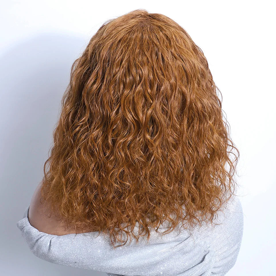 Sleek 33 Brown Colored Human Hair Wigs For Women 100% Real Ready To Wear Bodywave Short Wig 4# Brown Colored Bodywave Hair Wigs