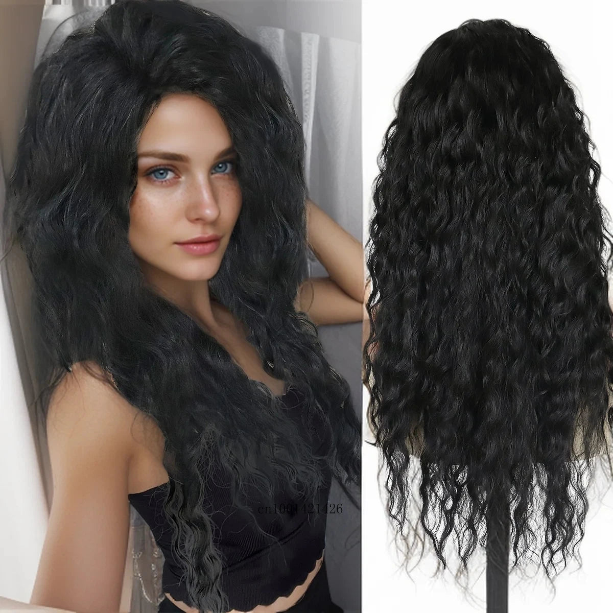 New Ash Blonde Wig Synthetic Long Curly Hair Wigs for Women Fluffy Wave Ombre Wig Costume Carnival Party Regular Cur Wig 26 Inch