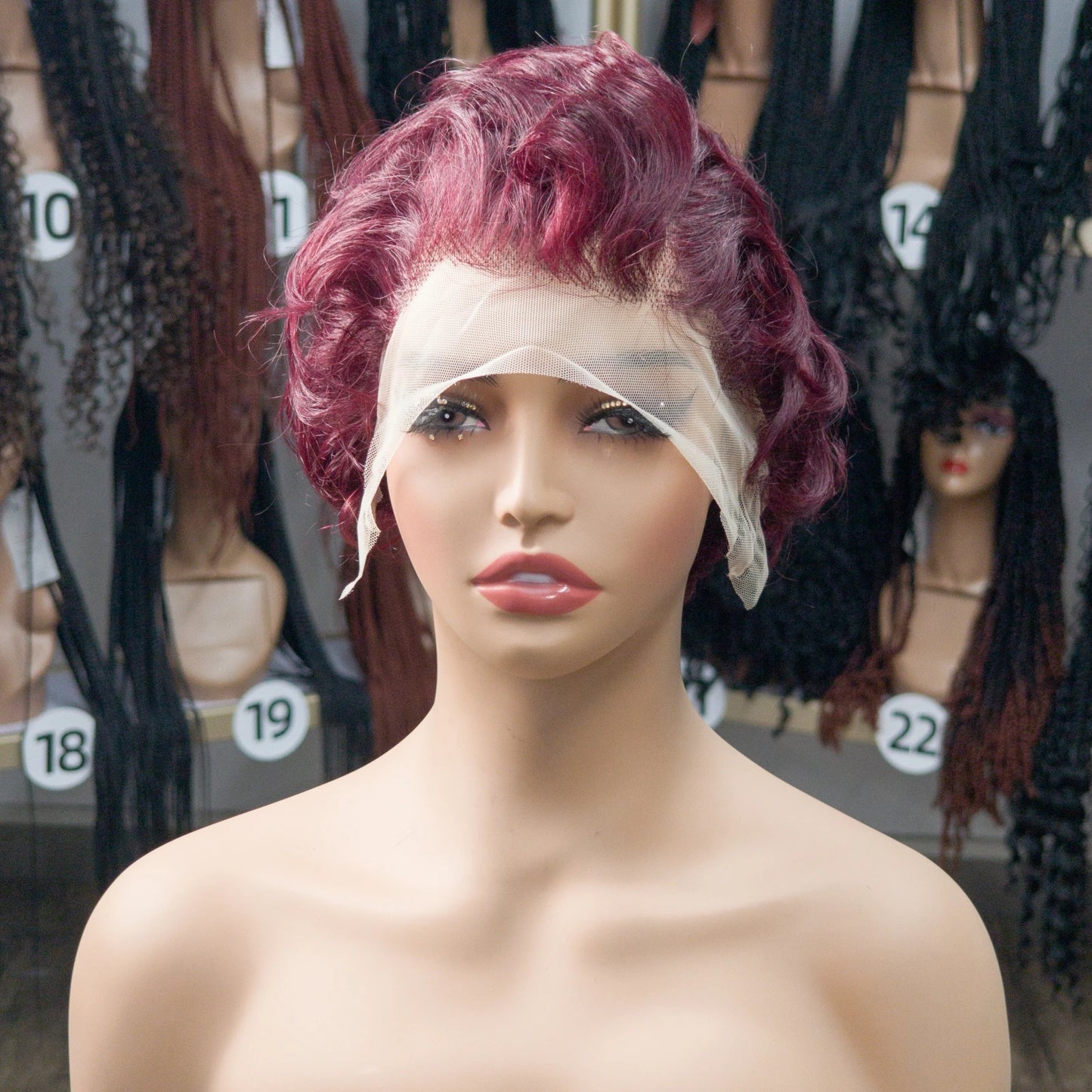 Natural Color 180% Density Pixie Cut Curly Wigs 13x4 Transparent Lace Frontal Wigs Brazilian Human Hair Bouncy Curly Bob Wig 1B#