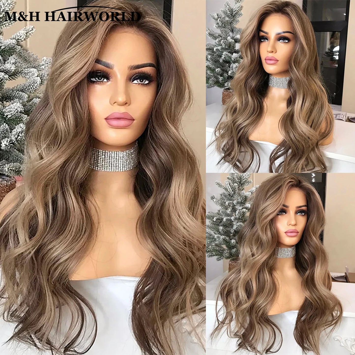 13x3 Lace Frontal Wig Highlight Ombre Colored Natural Body Wave 30 Inch Long Hair Wigs Synthetic Hair Lace Front Wigs For Women