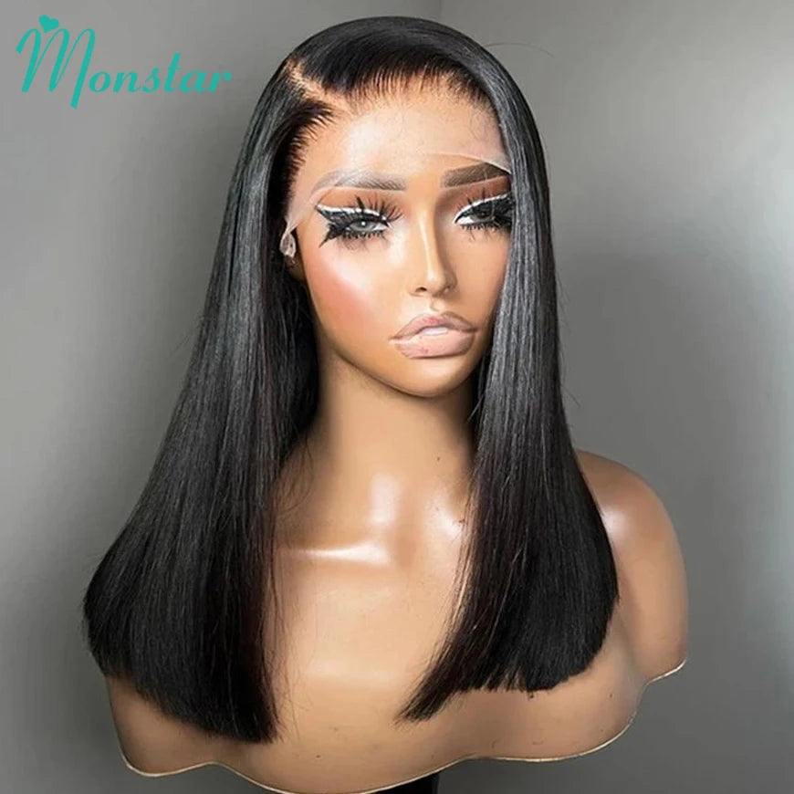 250 Density Raw Hair Vietnamese Bone Straight Bob Wig 100 Human Hair 13x6 Hd Lace Frontal Wig 13x4 Lace Front Human Hair Wig 12A