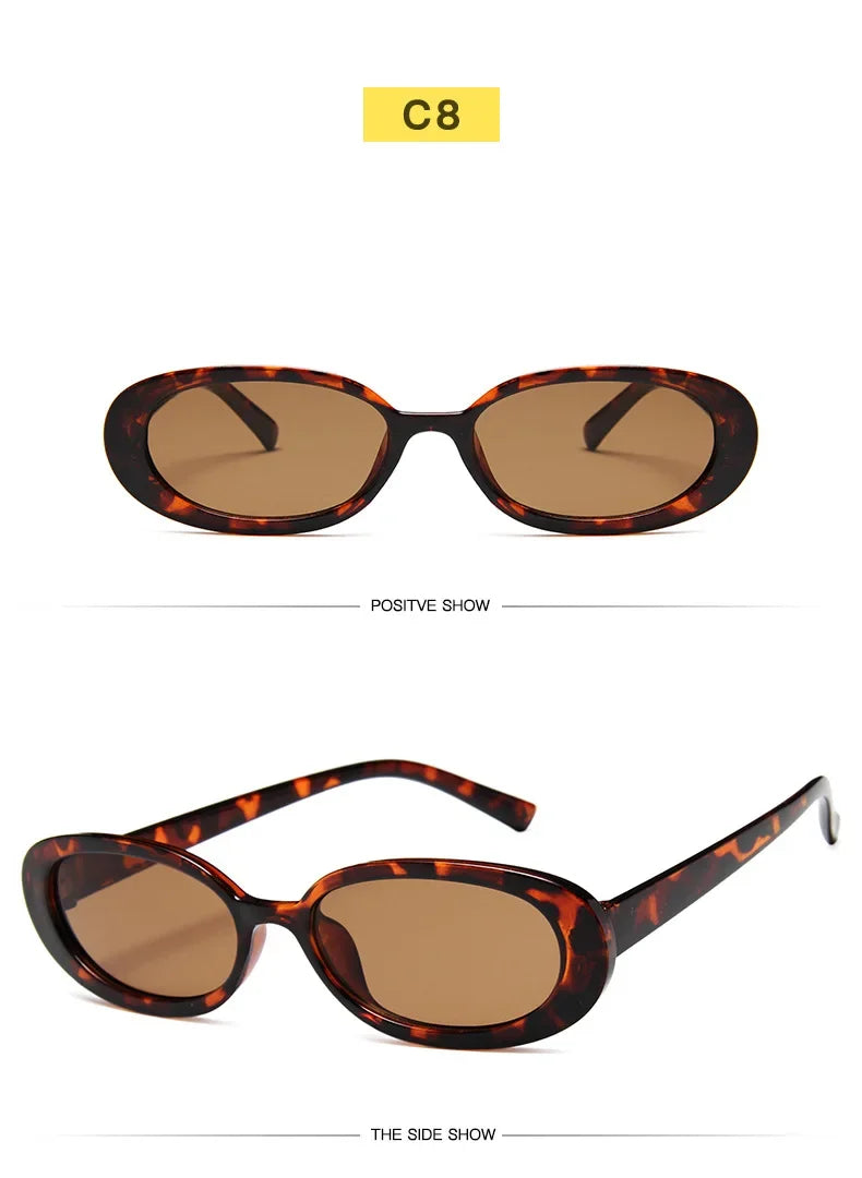 Vintage Oval Sunglasses Women Luxury Brand Designer Small Oval Sun Glasses Retro Black Red Glasses ladies Goggle