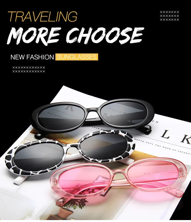 Vintage Oval Sunglasses Women Luxury Brand Designer Small Oval Sun Glasses Retro Black Red Glasses ladies Goggle