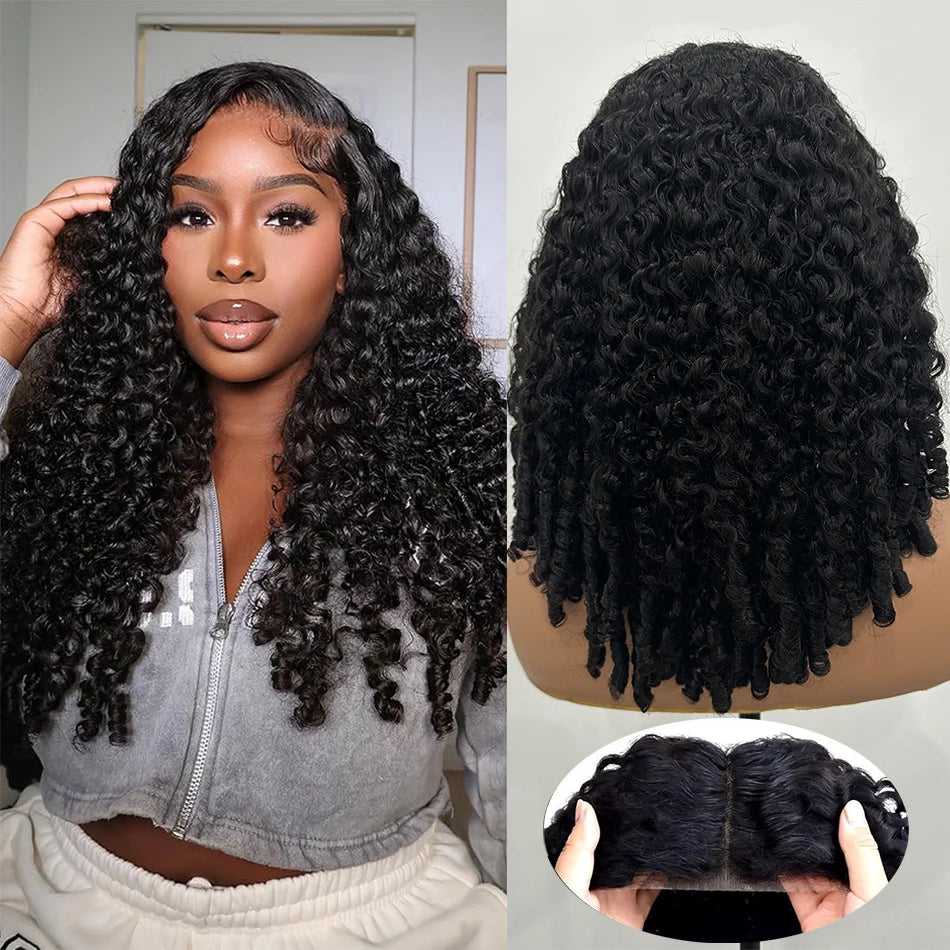 100% Human Hair Burmese Curly 5X5 HD Lace Closure Wigs 250 Density Ombre Deep Curly Water Wave Glueless Wigs With Spiral End
