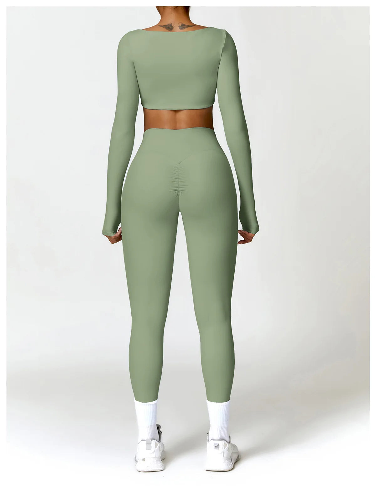 2PCS Yoga Set Women Gym Long Sleeve Sports Suits Fitness Bra Crop Top Workout Clothes Female Athletic Wear Legging Sportswear