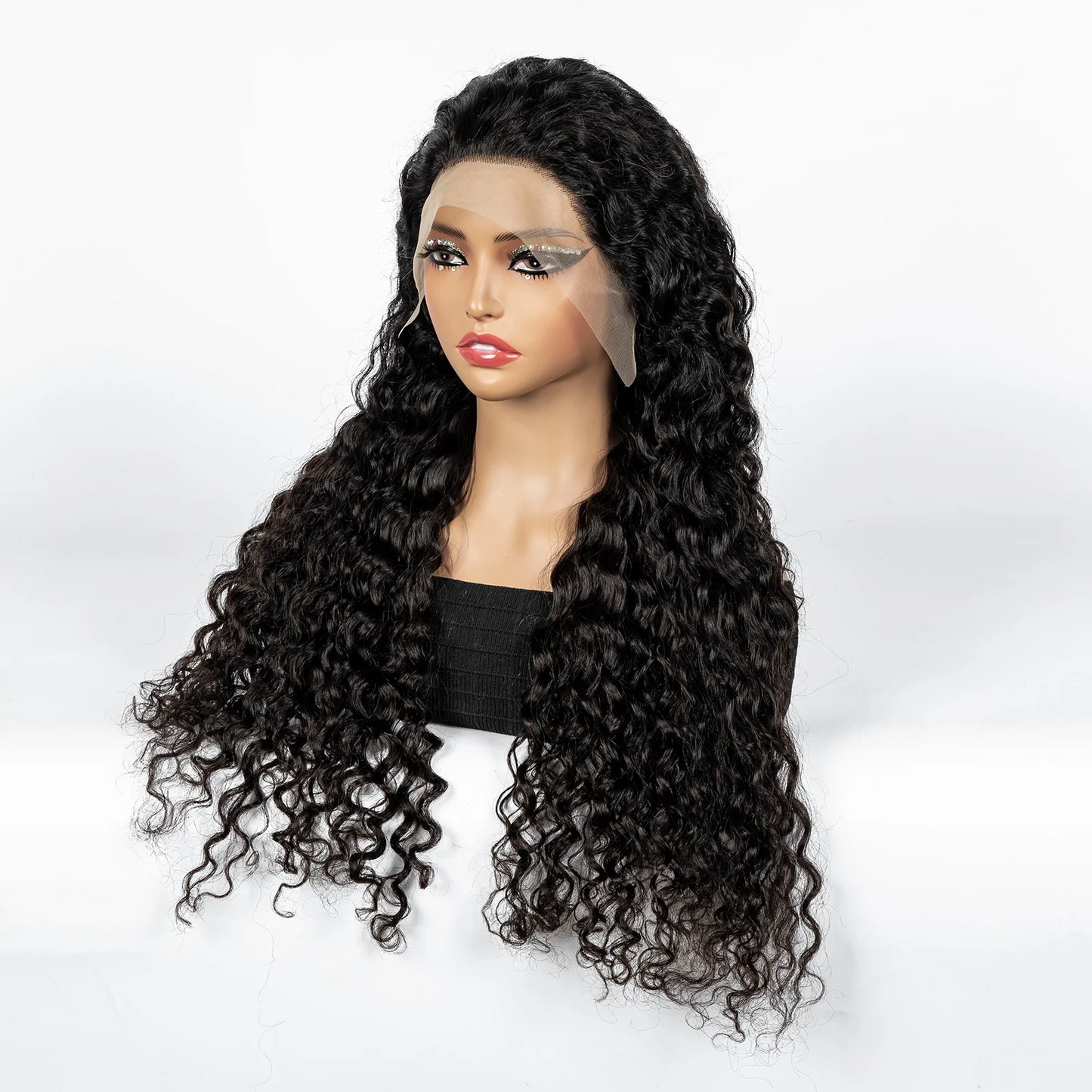 300% Density Ombre 30 Inches Water Wave Wavy Curly Human Hair Wigs 13x4 Transparent Lace Frontal Human Hair Wig for Women