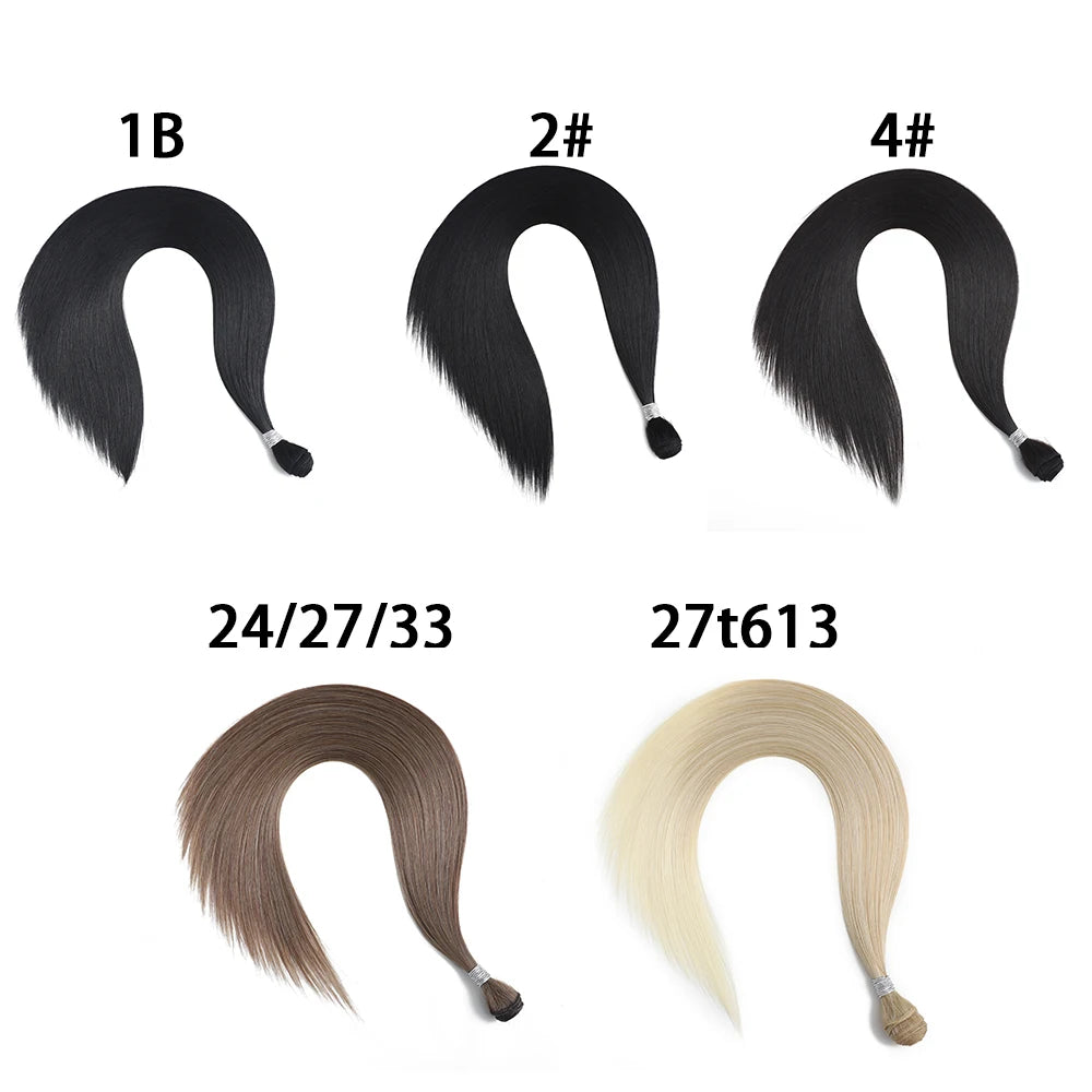 Synthetic Dark Brown Bundles Straight Hair Extensions Bundles Hair 22/26/30 Inches for Women Long Weave Hair Gold Heat Resistant