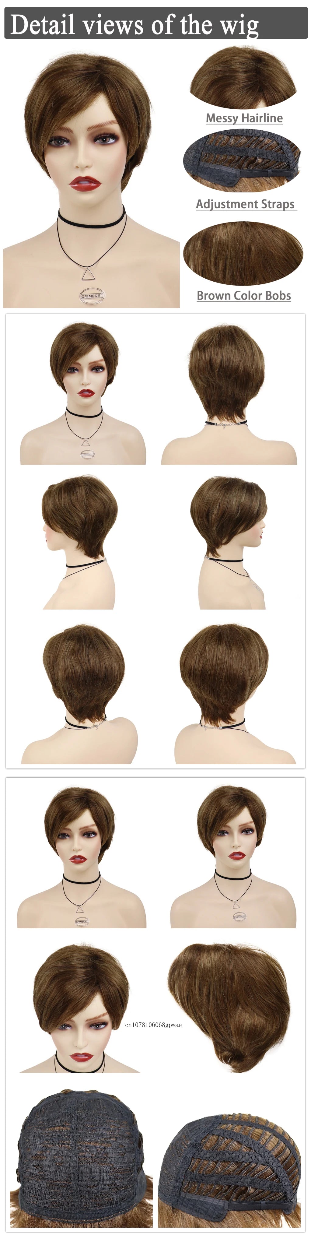 Short Pixie Cut Wig for Women Natural Haircut Brown Mix Blonde Wig with Bangs Daily Cosplay Halloween Party Casual Ladies Wigs