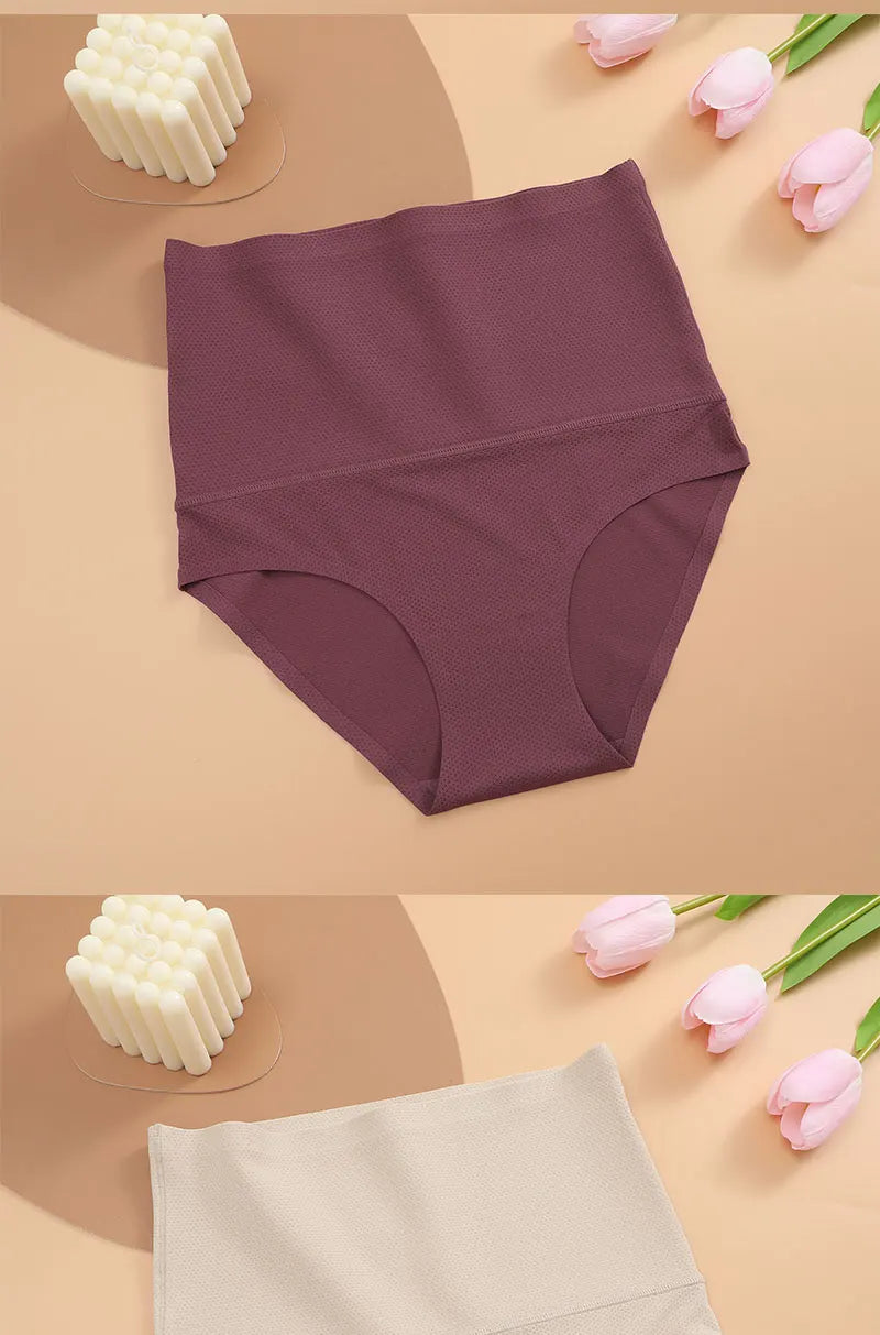 FINETOO Plus Size Breathable Underwear Seamless High Waist Panties Women's Abdomen Hip Lift Briefs Body Shaping Lingerie Pants