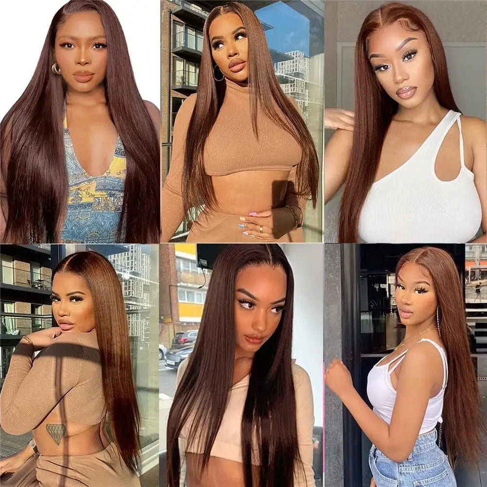 13x4 Chocolate Brown Lace Front Human Hair Wigs For Women 13x6 Transparent Straight Lace Frontal Wigs Colored Human Hair Wigs