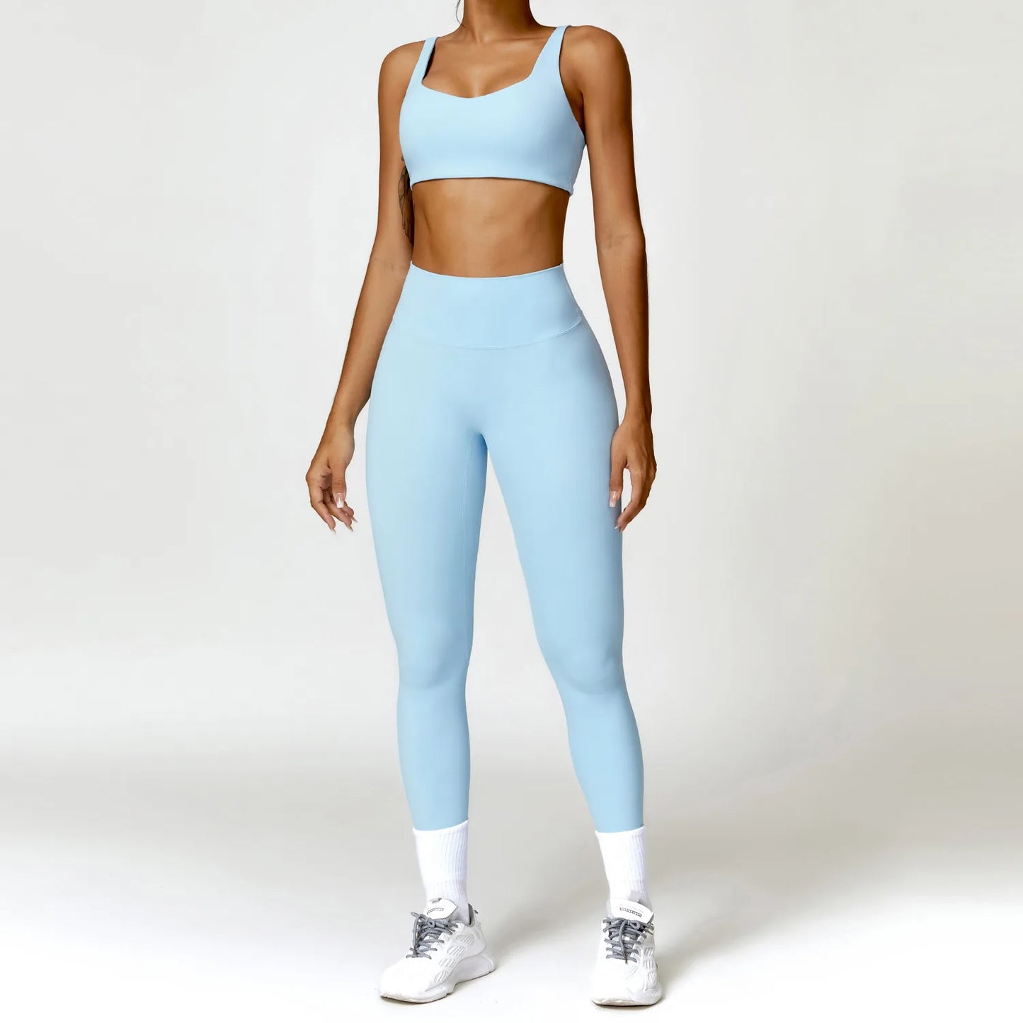 2PCS Yoga Set Women Gym Long Sleeve Sports Suits Fitness Bra Crop Top Workout Clothes Female Athletic Wear Legging Sportswear