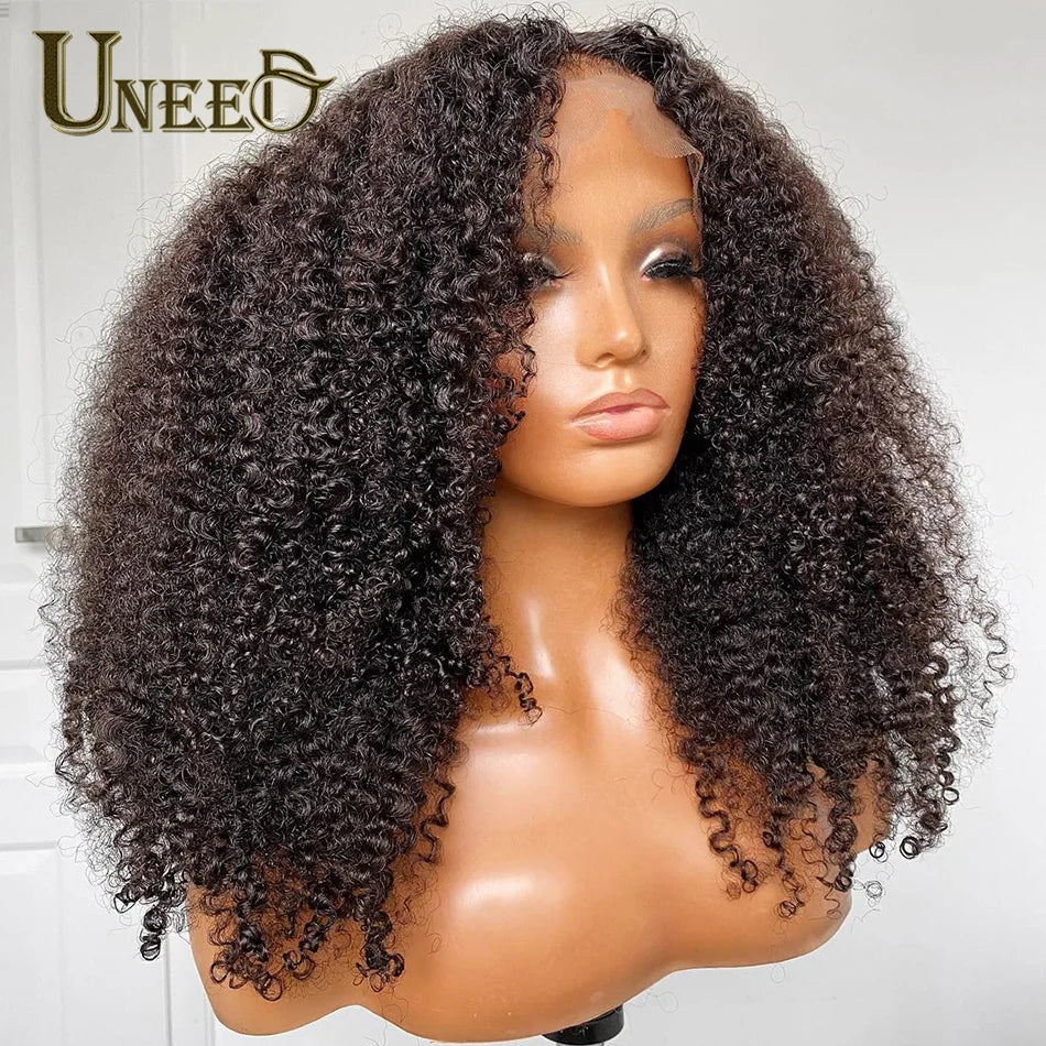 Mongolian Kinky Curly Wig Human Hair 13x4 Curly Lace Front Human Hair Wigs Kinky Curly Lace Closure Wig For Women 180 Density