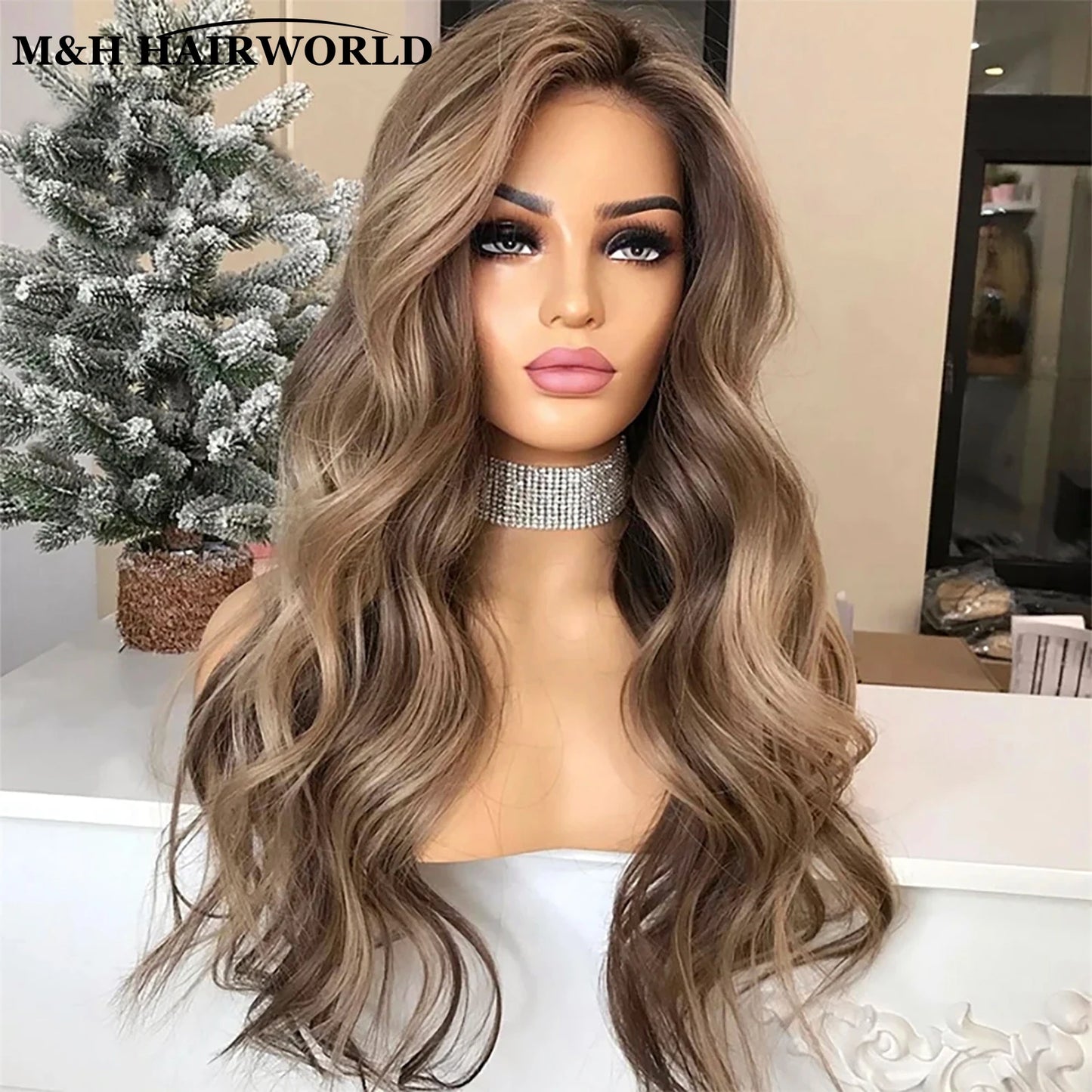 13x3 Lace Frontal Wig Highlight Ombre Colored Natural Body Wave 30 Inch Long Hair Wigs Synthetic Hair Lace Front Wigs For Women