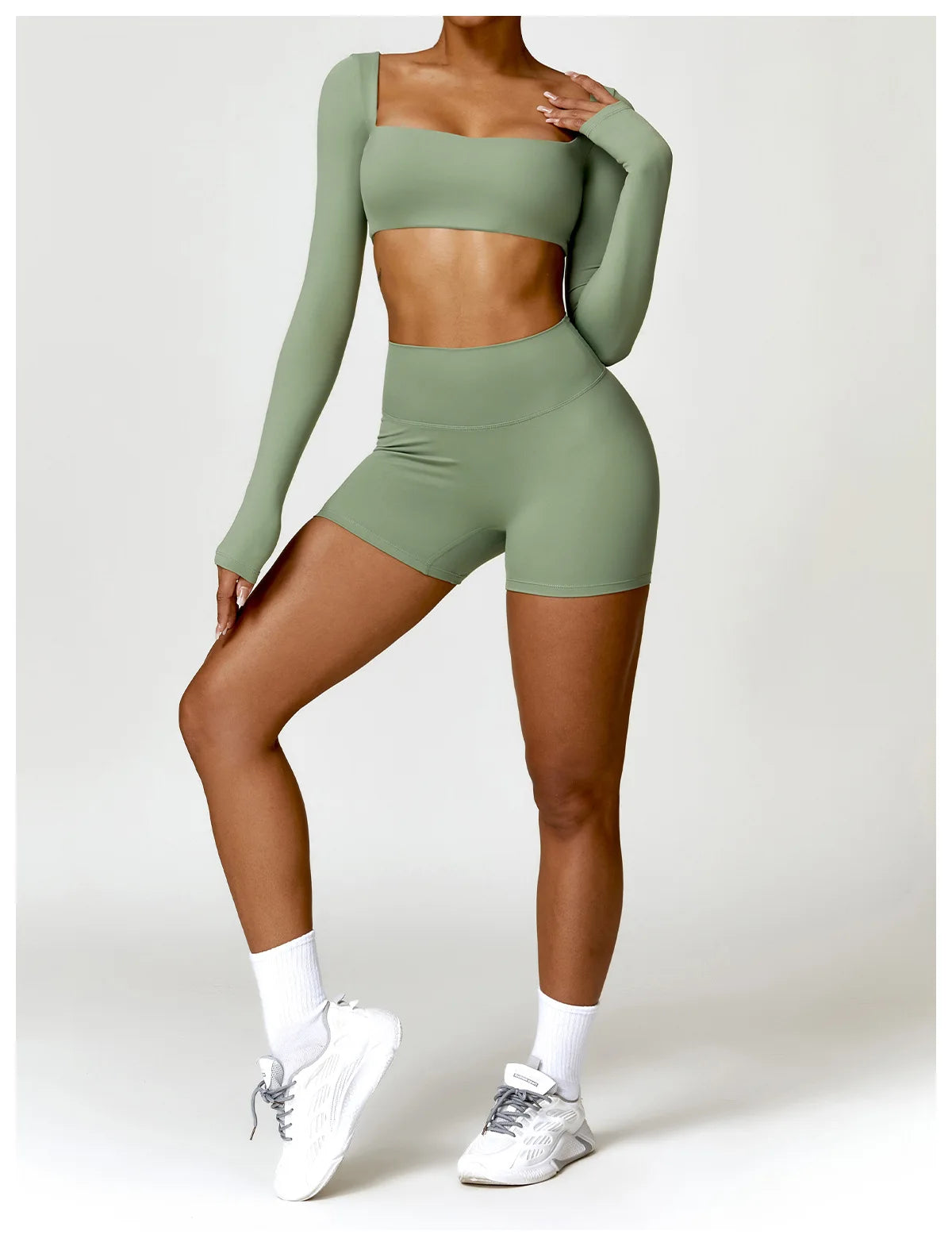 2PCS Yoga Set Women Gym Long Sleeve Sports Suits Fitness Bra Crop Top Workout Clothes Female Athletic Wear Legging Sportswear