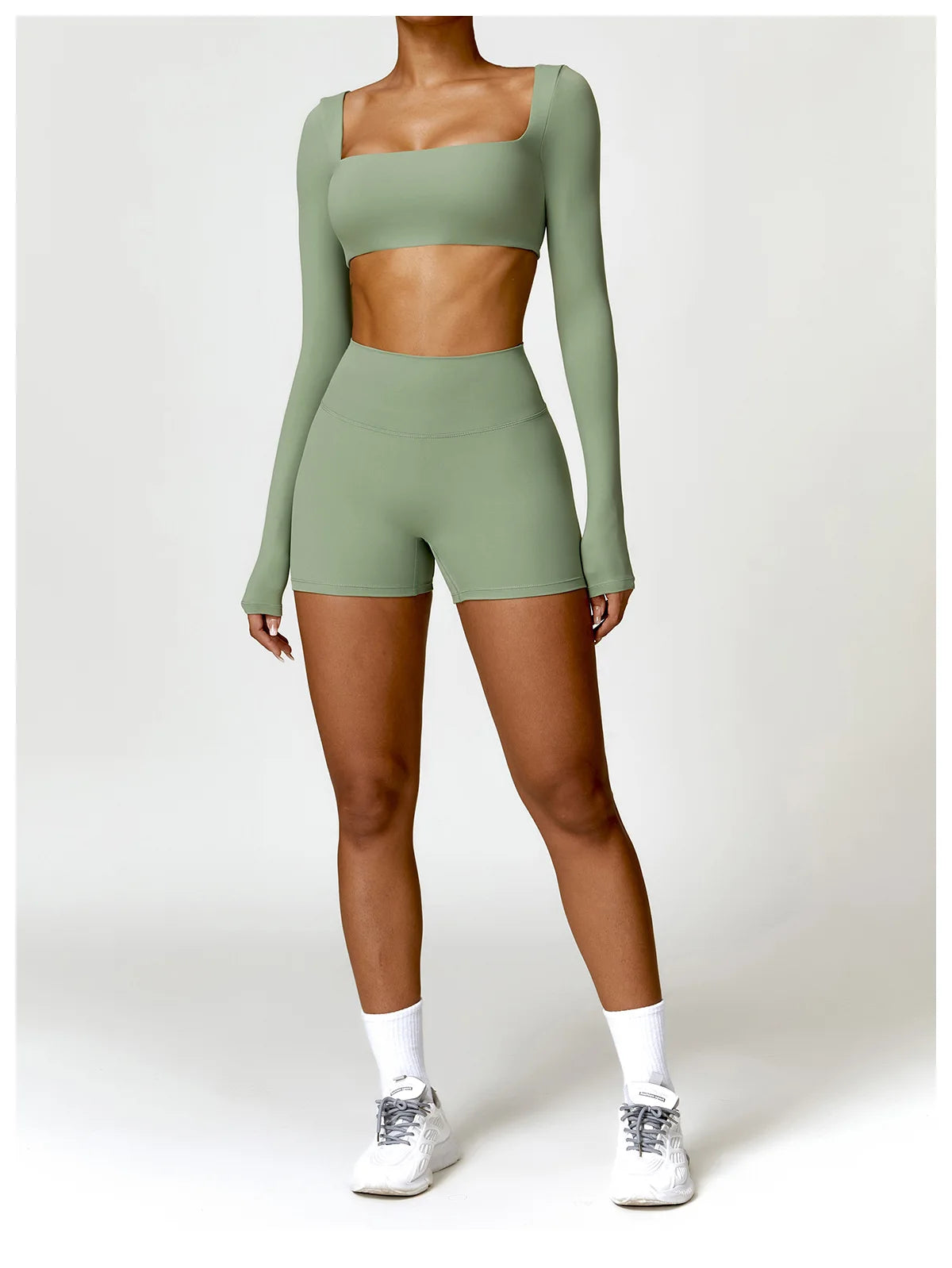 2PCS Yoga Set Women Gym Long Sleeve Sports Suits Fitness Bra Crop Top Workout Clothes Female Athletic Wear Legging Sportswear
