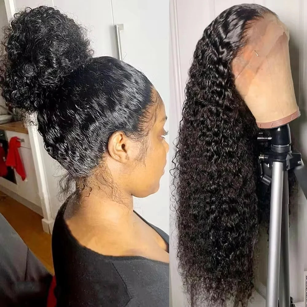 13x6 13x4 HD Lace Frontal Wig 360 Full Lace Wig Kinky Curly 30 Inch Lace Front Wig Human Hair Glueless Wig Deep Wave Frontal Wig