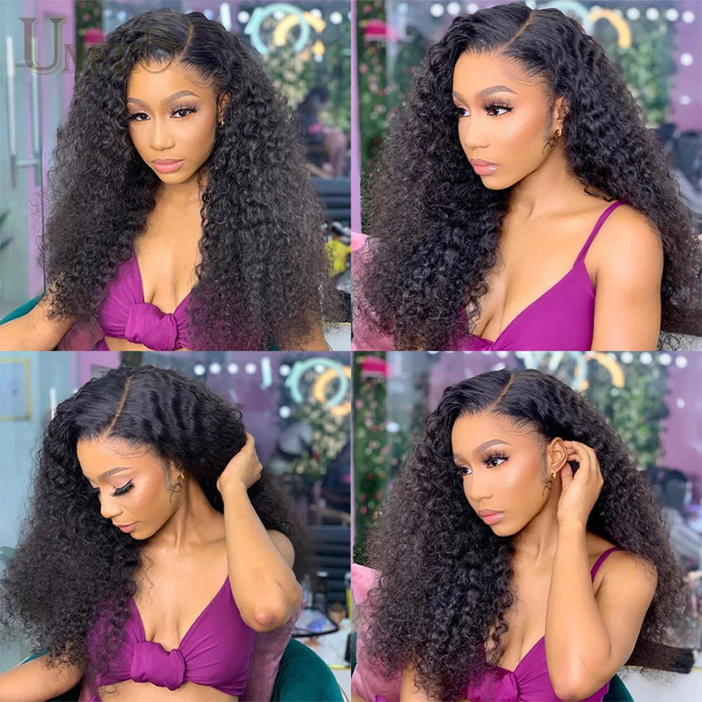 Mongolian Kinky Curly Wig Human Hair 13x4 Curly Lace Front Human Hair Wigs Kinky Curly Lace Closure Wig For Women 180 Density