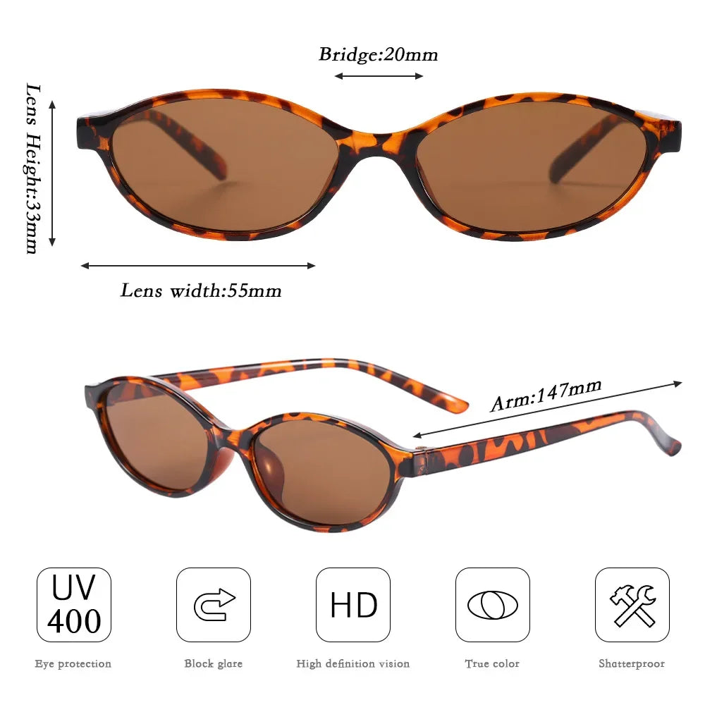 Retro Oval Frame Sunglasses Fashion Personalized Trendy Small Frame Sunglasses Punk Cat Eyes Sunshade Sun Protection Glasses