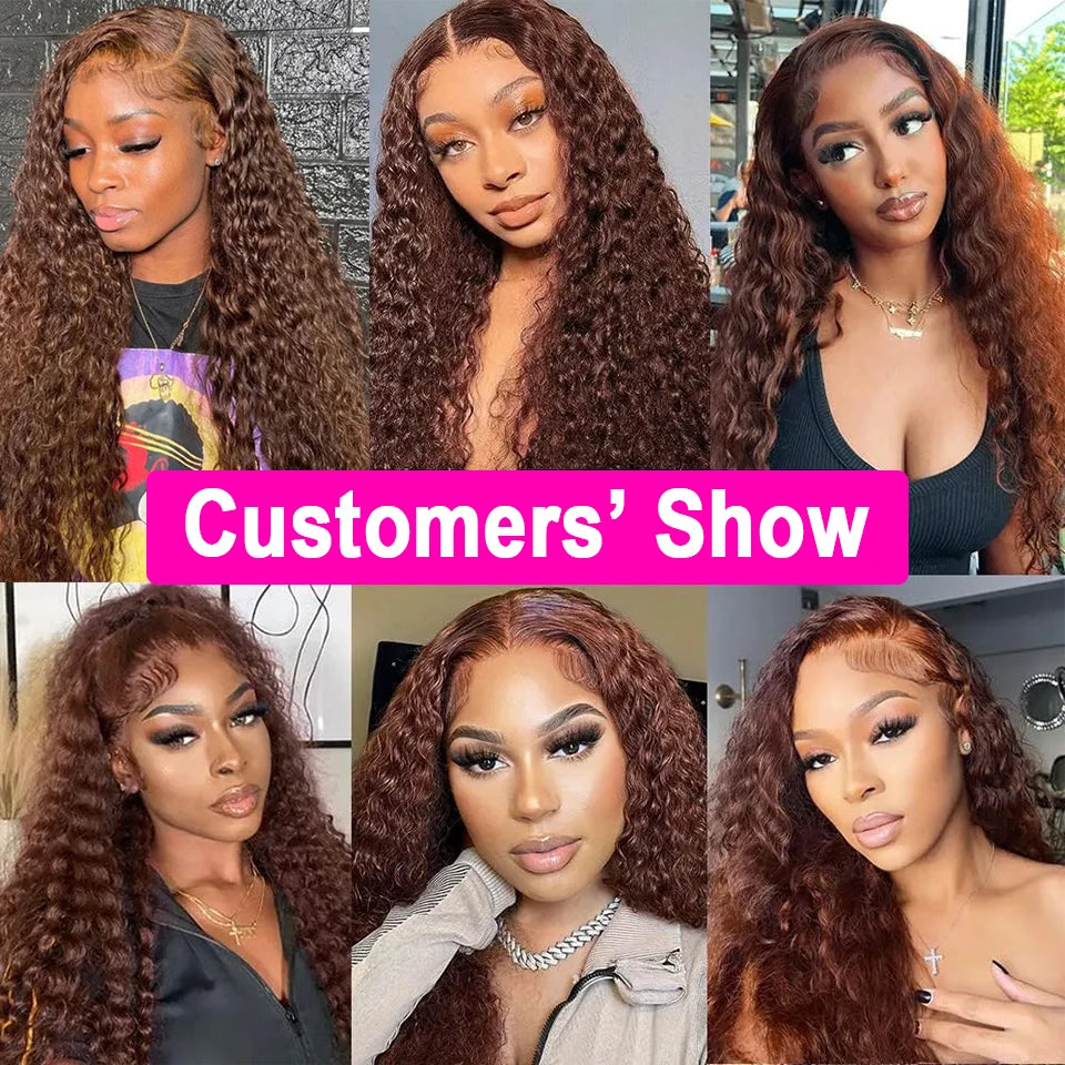 #4 Chocolate Brown Water Wave Curly 10-30 Inch Human Hair Bundles Deep Curly Wave Brazilian Virgin Raw Hair Sew-In Bundles
