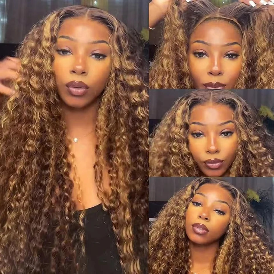 Highlight Curly Wigs 13x6 Lace Front Human Hair Wig Honey Blonde Deep Wave 13x4 Hd Lace Wigs 100 Human Hair Wigs For Women