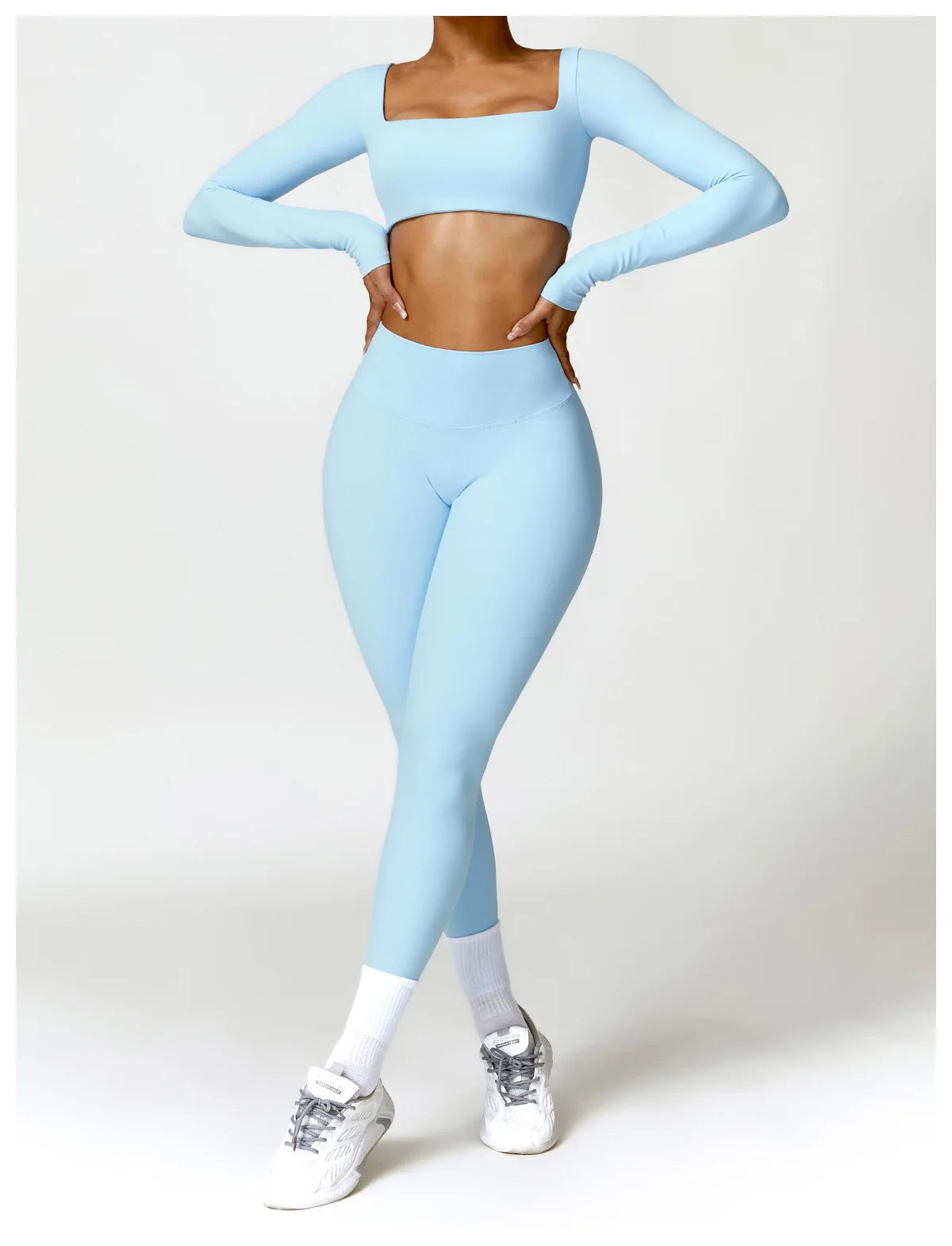 2PCS Yoga Set Women Gym Long Sleeve Sports Suits Fitness Bra Crop Top Workout Clothes Female Athletic Wear Legging Sportswear