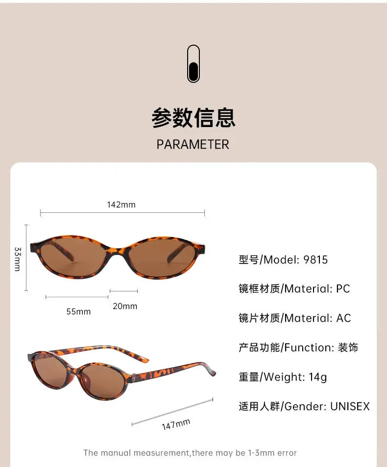 Retro Oval Frame Sunglasses Fashion Personalized Trendy Small Frame Sunglasses Punk Cat Eyes Sunshade Sun Protection Glasses