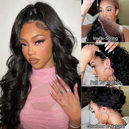 Invisi Strap HD 360 Lace Front Wig Human Hair Wigs Drawstring Body Wave 360 Full Lace Wig Human Hair Pre Plucked 250 Density Wig