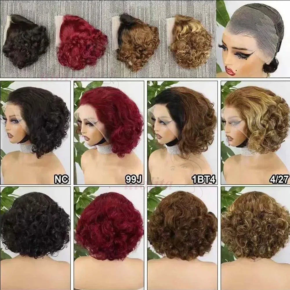 12A Raw Donor Human Hair Wigs 13x4 HD Lace Frontal 250% Density Unprocessed Vietnamese Double Drown Bouncy Wave Lace Frontal Wig