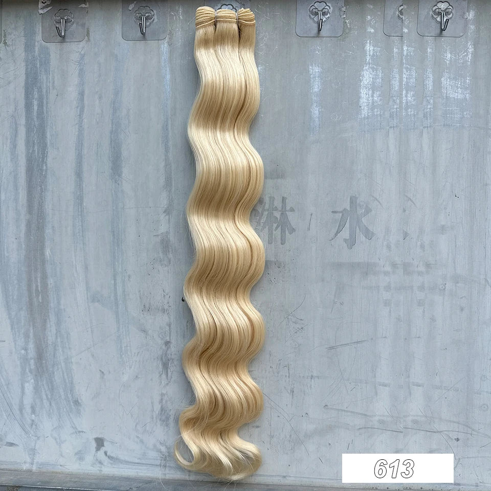 30Inches Red Burgundy High Temperature Soft Sliver White 613 Natural Fiber Hair Extensions GREY Bio Body Wave Hair Weave Bundles