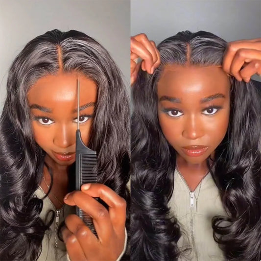 5x5 Wear and Go Glueless Wigs Human Hair 250% Density Body Wave Lace Front Wigs Human Hair Pre Cut 5x5 HD Lace Closure Wigs #1B