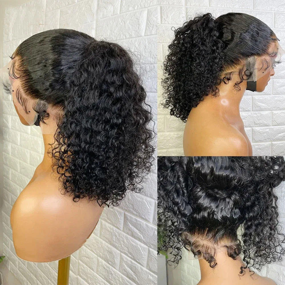 13x6 13x4 HD Lace Frontal Wig 360 Full Lace Wig Kinky Curly 30 Inch Lace Front Wig Human Hair Glueless Wig Deep Wave Frontal Wig