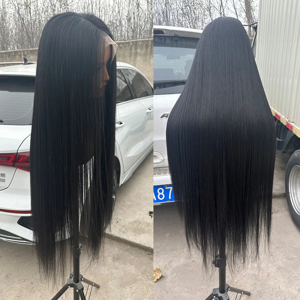 Magicae 330Grams 36Inch 4x4 Lace Front Wigs Chestnut Brown Wigs Ombre Highlight Straight Blond P27/613# High Temperature Cosplay
