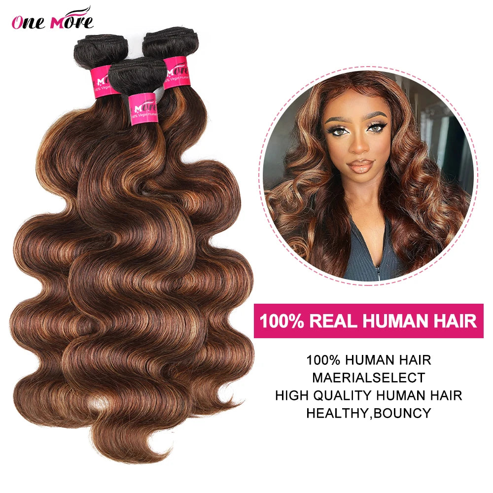 FB 30 Highlight Body Wave Bundles Ombre Colored Human Hair Bundles 1B 4 30 Brown Brazilian Hair Weave Bundle 1 3 4 Hair Bundles