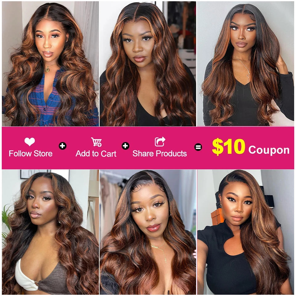 FB 30 Highlight Body Wave Bundles Ombre Colored Human Hair Bundles 1B 4 30 Brown Brazilian Hair Weave Bundle 1 3 4 Hair Bundles