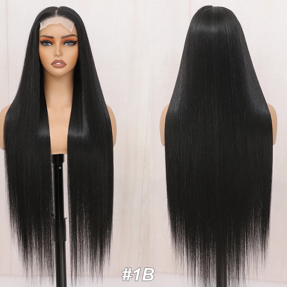 Magicae 330Grams 36Inch 4x4 Lace Front Wigs Chestnut Brown Wigs Ombre Highlight Straight Blond P27/613# High Temperature Cosplay