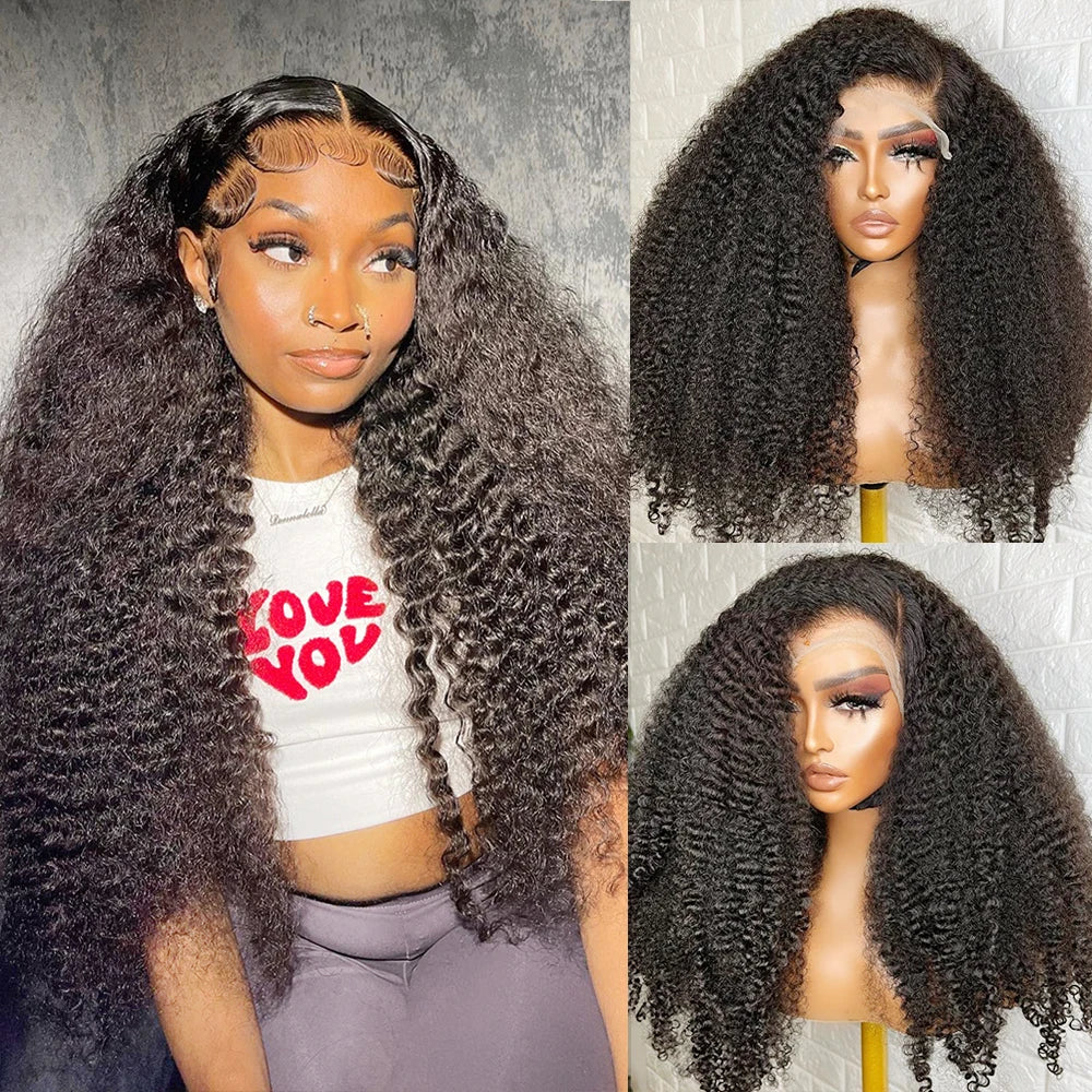 13x6 13x4 HD Lace Frontal Wig 360 Full Lace Wig Kinky Curly 30 Inch Lace Front Wig Human Hair Glueless Wig Deep Wave Frontal Wig