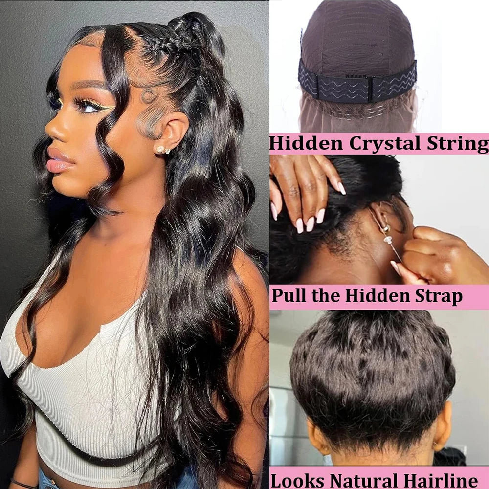 Invisi Strap HD 360 Lace Front Wig Human Hair Wigs Drawstring Body Wave 360 Full Lace Wig Human Hair Pre Plucked 250 Density Wig