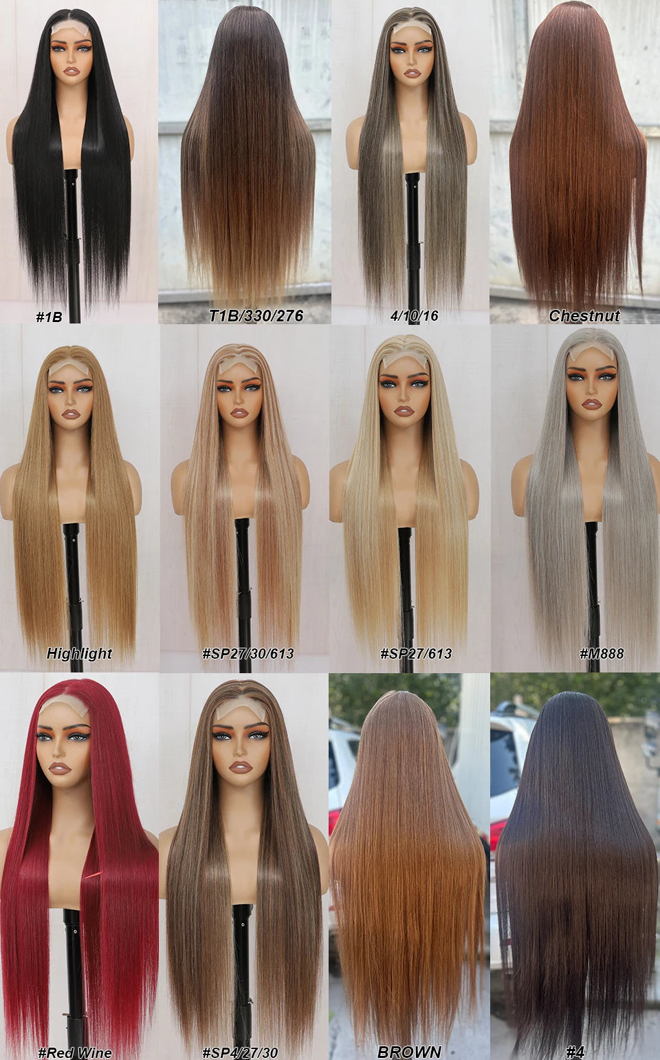Magicae 330Grams 36Inch 4x4 Lace Front Wigs Chestnut Brown Wigs Ombre Highlight Straight Blond P27/613# High Temperature Cosplay