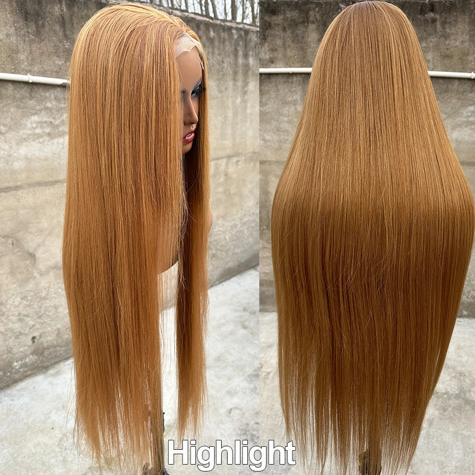 Magicae 330Grams 36Inch 4x4 Lace Front Wigs Chestnut Brown Wigs Ombre Highlight Straight Blond P27/613# High Temperature Cosplay