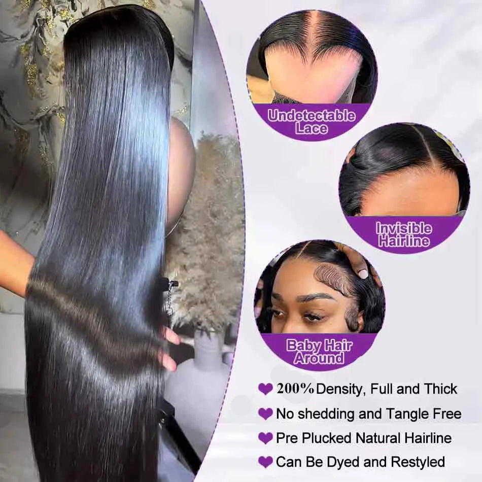 36 Inch HD 13X4 250% Bone Straight Lace Front Wig Raw Vietnamese Human Hair 13x6 Lace Frontal Wig 5X5 Glueless Wig Ready To Wear