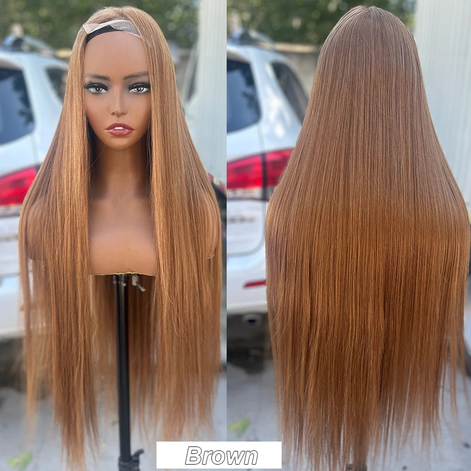 Magicae 330Grams 36Inch 4x4 Lace Front Wigs Chestnut Brown Wigs Ombre Highlight Straight Blond P27/613# High Temperature Cosplay