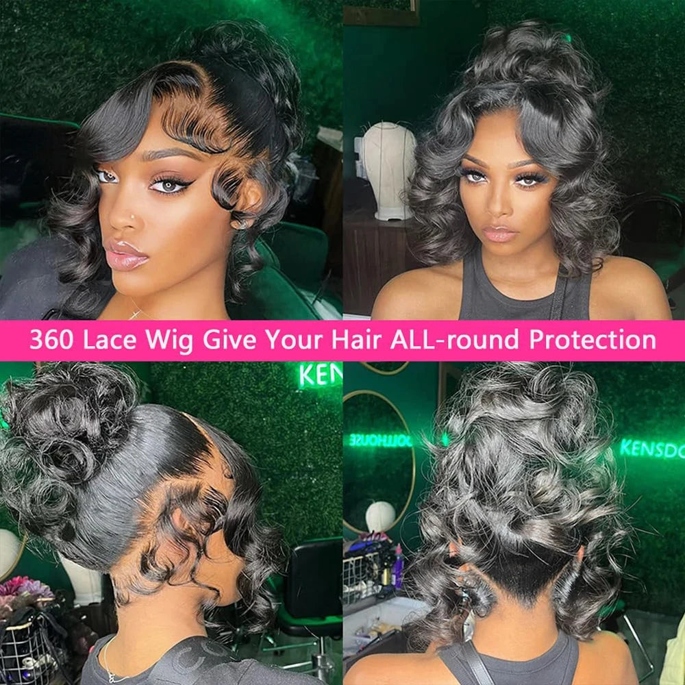 Invisi Strap HD 360 Lace Front Wig Human Hair Wigs Drawstring Body Wave 360 Full Lace Wig Human Hair Pre Plucked 250 Density Wig