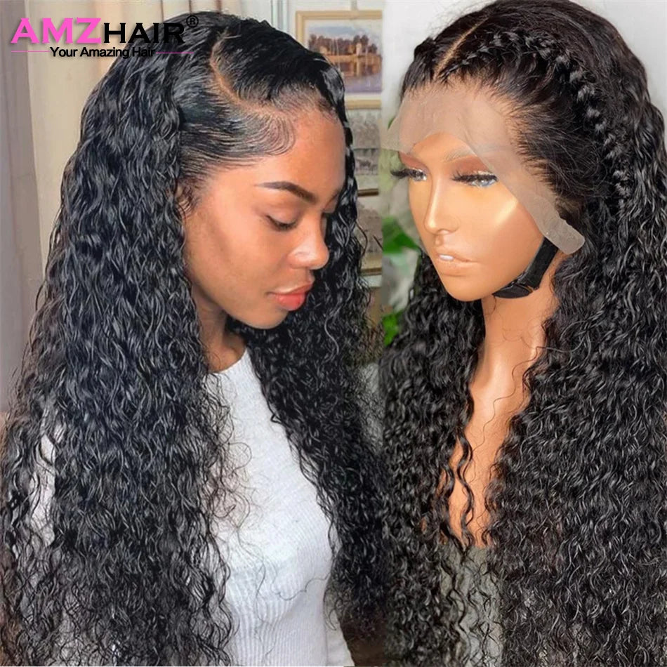 30 Inch Brazilian Deep Wave Lace Frontal Wig 13x4 Lace Front Human Hair Wigs Water Curly Human Hair Wig for Women Pre Plucked